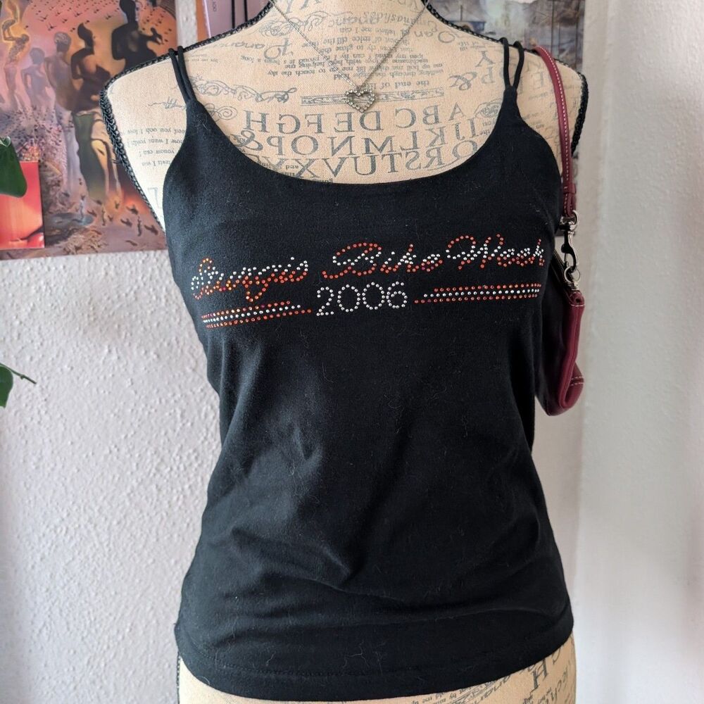 Sturgis 2006 Biker Grunge Strappy Vintage Cami Tank Top